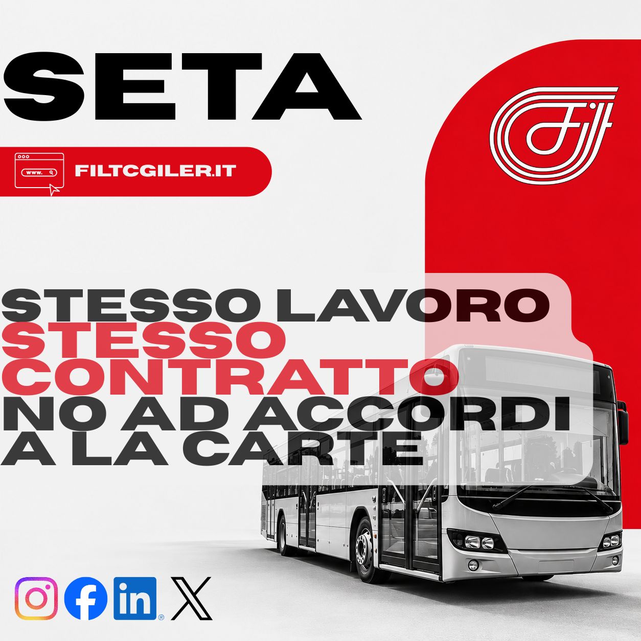 Comunicato:  FILT - UILT - FAISA CISAL - UGL AUTOFERRO: SETA tra Menzogne Sindacali e irresponsabilità aziendali. No ad accordi “A La Carte”